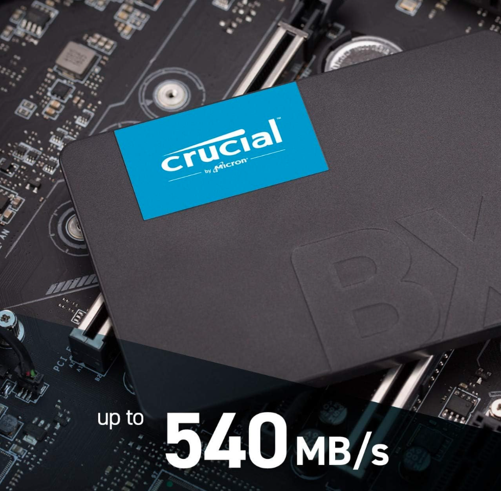 Crucial BX500 Ssd Fino A 540 Mb/S, Ssd Interno, Unità a stato solido 3D Nand, Sata, 2.5 Pollici, Nero