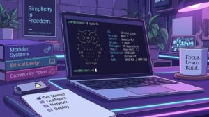 Desktop di Tiny Core Linux con output del comando sysinfo nel terminale