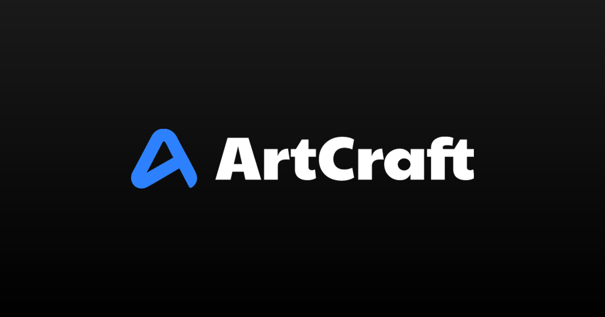 Logo di ArtCraft su sfondo nero, suite creativa open source sviluppata in Rust