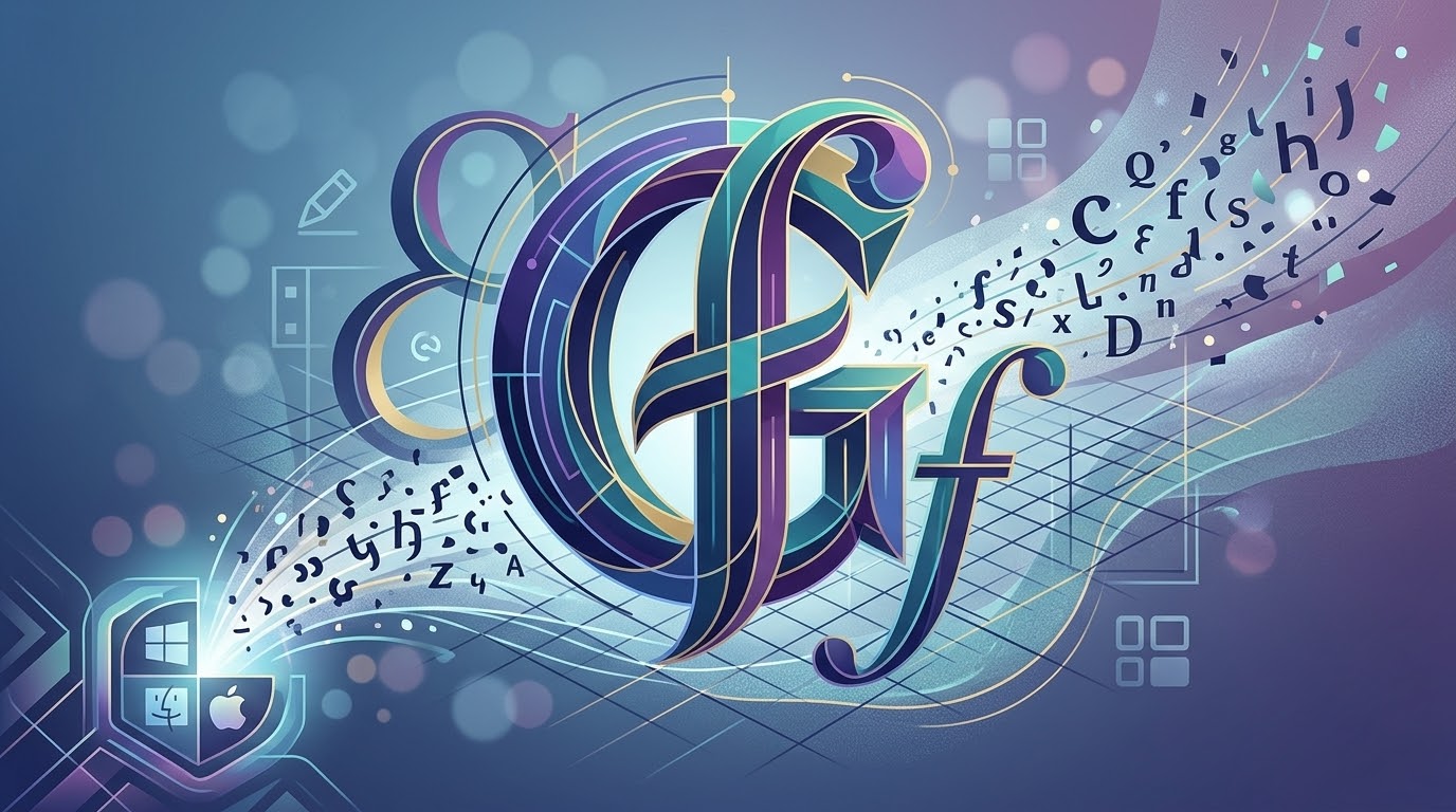 Illustrazione artistica di caratteri tipografici stilizzati, rappresentazione di FreeType 2.15