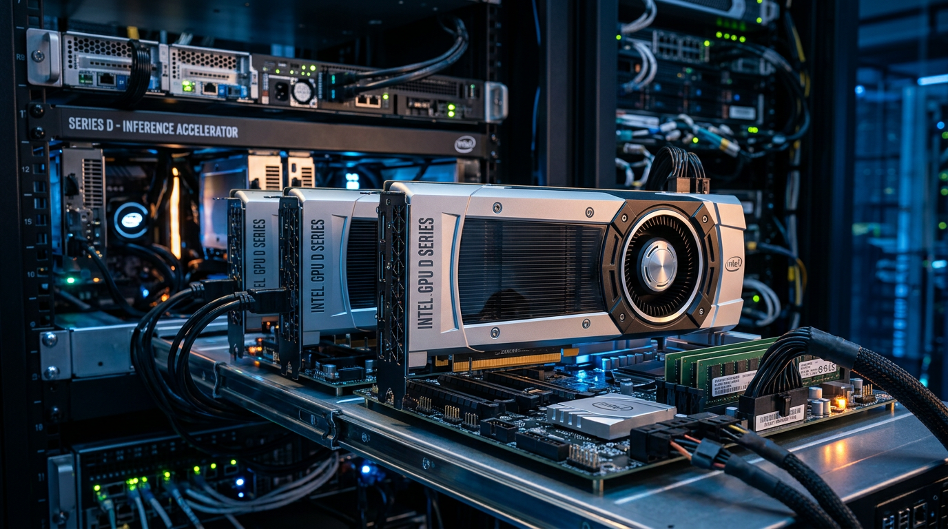 Scheda Intel GPU D Series Inference Accelerator installata su server rack