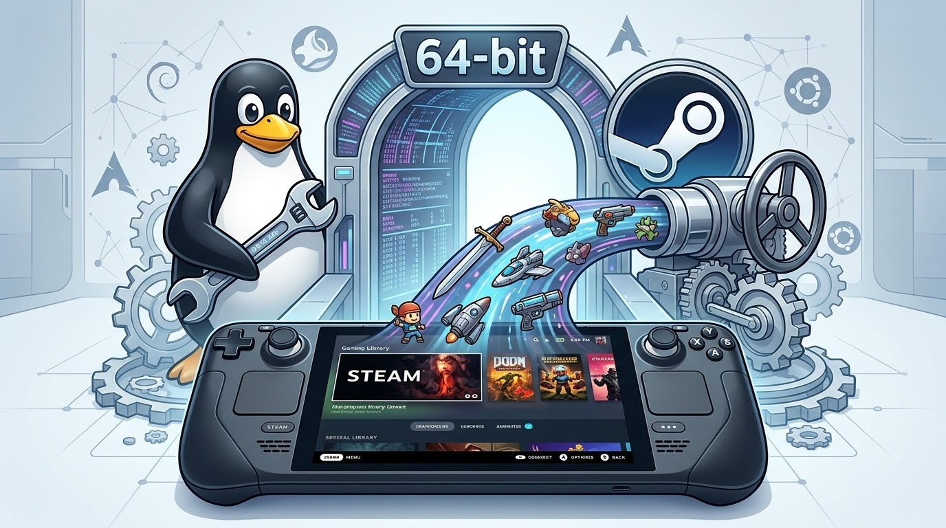 Immagine di copertina: Steam su Linux: Client a 64-bit, un salto di qualita
